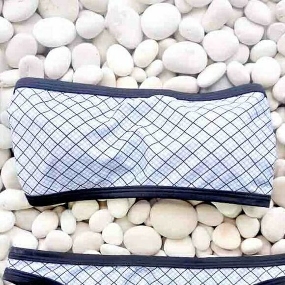 NWT Plaid Bandeau Two Piece Bikini Set in Black and White - Picture 4 of 9